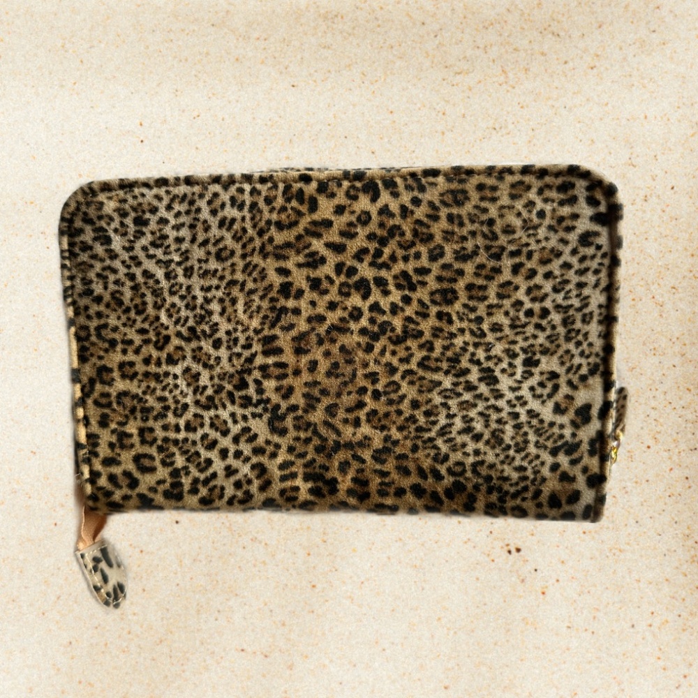 Reed & Barton Microfiber Jewelry Travel Storage Case Bag Zip Around Leopard